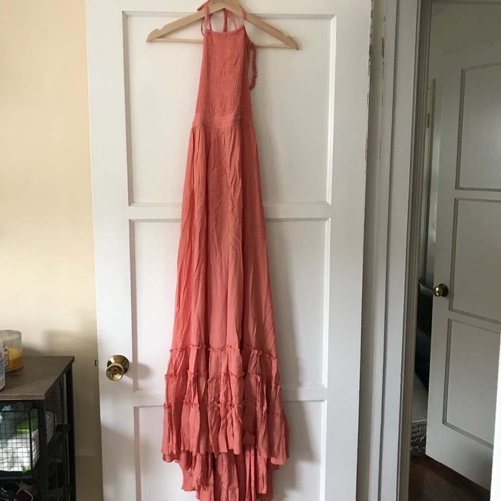 Boho low back dress pink